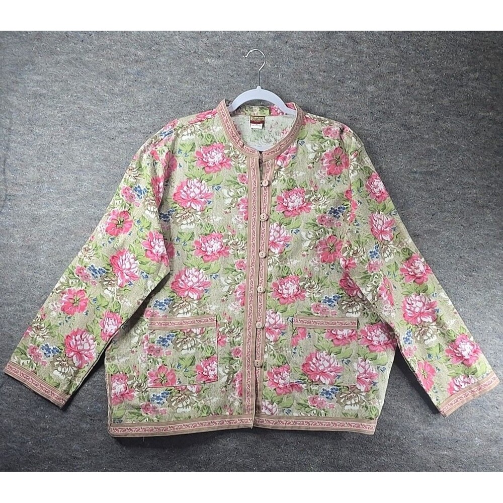 Tudor Court by Haband Women's 100% Cotton Floral Jacket Size XX
